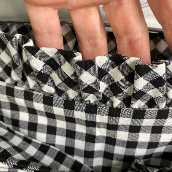 Zara black white gingham speck paper bag tie front shorts size M - Picture 4 of 10